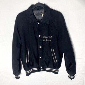Vintage Black Textured Snap Front Bomber Style Light Jacket M